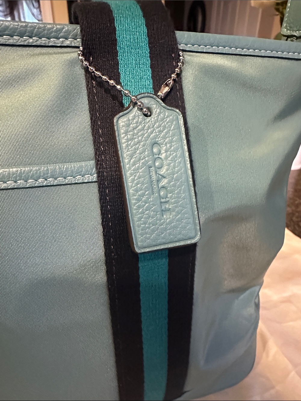 Coach Ellis Teal and Navy Nylon Tote CA208 - Picture 2 of 16